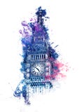 Colorful watercolor painting of Big Ben royalty free stock image Colorful watercolor painting of Big Ben royalty free stock image