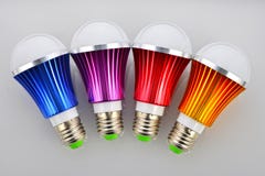 Colori la lampadina del LED fotografia stock Colori la lampadina del LED fotografia stock