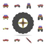 coloricon del campo del neumático de Bigfoot Sistema detallado de iconos grandes del coche del pie del color Diseño gráfico super stock de ilustración coloricon del campo del neumático de Bigfoot Sistema detallado de iconos grandes del coche del pie del color Diseño gráfico super stock de ilustración