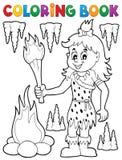 Coloring book cave woman theme 1 stock illustration Coloring book cave woman theme 1 stock illustration