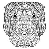 Coloring Book For Adults. Dog Book. The Head Of A Dog Sharpay With Tribal Pattern. Royalty Free Stock Images Coloring Book For Adults. Dog Book. The Head Of A Dog Sharpay With Tribal Pattern. Royalty Free Stock Images