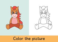 Coloring book. Horse. Cartoon animall. Kids game. Color picture. Learning by playing. Task for children stock illustration Coloring book. Horse. Cartoon animall. Kids game. Color picture. Learning by playing. Task for children stock illustration