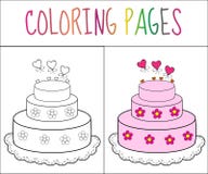 Coloring book page cake. Sketch and color version. Coloring for kids. Vector illustration vector illustration Coloring book page cake. Sketch and color version. Coloring for kids. Vector illustration vector illustration