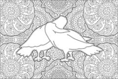 Coloring book page with two kissing white doves vector illustration Coloring book page with two kissing white doves vector illustration
