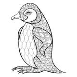 Coloring pages with King Penguin, zentangle illustartion for adult anti stress Coloring books or tattoos with high details