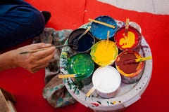 Coloring Paints Umbrella Made of Paper / Fabric. Arts And Coloring Paints Umbrella Made of Paper / Fabric. Arts And
