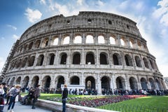 The Colosseum. Walking tour. Crowd of tourists people. HDR royalty free stock images The Colosseum. Walking tour. Crowd of tourists people. HDR royalty free stock images