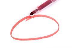 Colour Highlighter Pen drawing a circle Isolated on White Background with Real Shadow royalty free stock image Colour Highlighter Pen drawing a circle Isolated on White Background with Real Shadow royalty free stock image