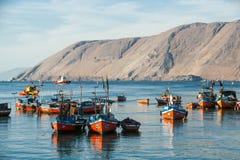 Colourful Wooden Fishing Boats, Iquique, Chile Royalty Free Stock Photo Colourful Wooden Fishing Boats, Iquique, Chile Royalty Free Stock Photo