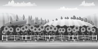 Coltivi il paesaggio, illustrazione in bianco e nero per voi proiettano illustrazione di stock Coltivi il paesaggio, illustrazione in bianco e nero per voi proiettano illustrazione di stock
