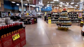 Kroger retail grocery store interior Holiday shoppers wine area