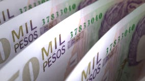 Columbiaans Peso'sclose-up stock illustratie Columbiaans Peso'sclose-up stock illustratie