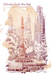 Columbus Circle, grunge illustration stock Columbus Circle, grunge illustration stock