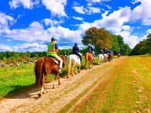 A column of people riding horses Stock Photo A column of people riding horses Stock Photo