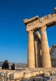 Columns of Parthenon temple on Acropolis, Athens, Greece at sunset against blue sky stock image Columns of Parthenon temple on Acropolis, Athens, Greece at sunset against blue sky stock image