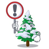 Com abetos do sinal com neve de desenhos animados bonitos ilustração do vetor Com abetos do sinal com neve de desenhos animados bonitos ilustração do vetor