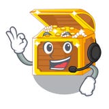 Com o tesouro subaquático diminuto do fones de ouvido acima da tabela dos desenhos animados ilustração stock Com o tesouro subaquático diminuto do fones de ouvido acima da tabela dos desenhos animados ilustração stock