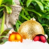 Combination of christmas motivated front with blurred typical ba royalty free stock photography Combination of christmas motivated front with blurred typical ba royalty free stock photography