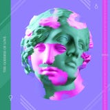 Combination Of Two Beautiful Young Female Faces On Violet Background Antique Bust Of Venus In A Floral Wreath. Beauty Stock Image Combination Of Two Beautiful Young Female Faces On Violet Background Antique Bust Of Venus In A Floral Wreath. Beauty Stock Image
