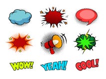 Comic book sound effect speech doodle bubbles, marveling and enjoying expressions stock illustration Comic book sound effect speech doodle bubbles, marveling and enjoying expressions stock illustration
