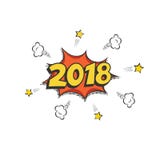 Comic-Buch-Artpostkarte des neuen Jahres 2018 oder Grußkartenelement Retro- Design neuen des Jahres des Vektor-2018 vektor abbildung Comic-Buch-Artpostkarte des neuen Jahres 2018 oder Grußkartenelement Retro- Design neuen des Jahres des Vektor-2018 vektor abbildung