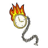Comic Cartoon Flaming Watch Royalty Free Stock Images