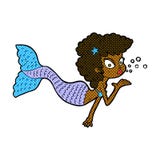 Comic Cartoon Mermaid Blowing Kiss Stock Images
