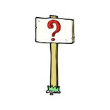 Comic Cartoon Signpost With Question Mark Stock Image