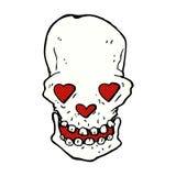 Comic Cartoon Skull With Love Heart Eyes Stock Image