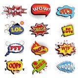 Comic speech bubbles. Onomatopoeic expressions stock illustration Comic speech bubbles. Onomatopoeic expressions stock illustration