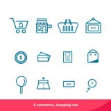Commerce électronique, ensemble de achat d'icône d'ensemble Illustration de vecteur illustration libre de droits Commerce électronique, ensemble de achat d'icône d'ensemble Illustration de vecteur illustration libre de droits