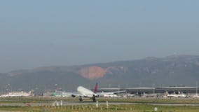 Commercial Aircraft Landing at Barcelona Airport