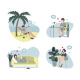 Communication de partout quatre personnes illustration stock Communication de partout quatre personnes illustration stock
