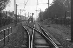 Commutateur de chemin de fer près d'une station de train dans une ville néerlandaise image stock Commutateur de chemin de fer près d'une station de train dans une ville néerlandaise image stock