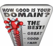 Como bom é seu nome do Web site da avaliação do termômetro do domínio ilustração stock Como bom é seu nome do Web site da avaliação do termômetro do domínio ilustração stock