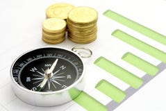 Compass And A Chart On The Table Royalty Free Stock Images