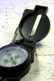 Compass On Map Royalty Free Stock Photography
