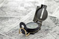 Compass On The Background Maps Stock Image