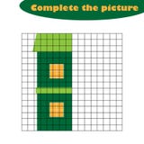 Complete the picture, house in cartoon style, drawing skills training, educational paper game for the development of stock illustration Complete the picture, house in cartoon style, drawing skills training, educational paper game for the development of stock illustration