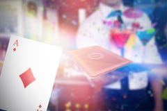 Composite 3d image of midsection of bartender serving cocktail and martini. Against ace of diamonds card stock photography Composite 3d image of midsection of bartender serving cocktail and martini. Against ace of diamonds card stock photography