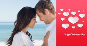 Composite image of attractive couple embracing on the beach Royalty Free Stock Image Composite image of attractive couple embracing on the beach Royalty Free Stock Image