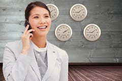 Composite image of close up of an businesswoman on phone royalty free stock image Composite image of close up of an businesswoman on phone royalty free stock image