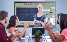 Composite image of colleagues clapping hands in a meeting royalty free stock images Composite image of colleagues clapping hands in a meeting royalty free stock images