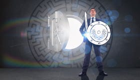Composite image of corporate warrior Royalty Free Stock Photography Composite image of corporate warrior Royalty Free Stock Photography