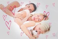 Composite image of family sleeping together Royalty Free Stock Image Composite image of family sleeping together Royalty Free Stock Image