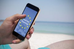 Composite image of good bye roaming text on european union flag Royalty Free Stock Photos Composite image of good bye roaming text on european union flag Royalty Free Stock Photos