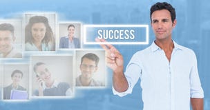 Composite image of handsome man making gun gesture Stock Photos Composite image of handsome man making gun gesture Stock Photos