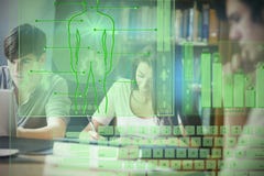 Composite image of illustration of human body with bar graph and keyboard Royalty Free Stock Image Composite image of illustration of human body with bar graph and keyboard Royalty Free Stock Image