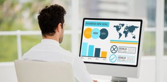 Composite Image Of Computer Graphic Image Of Business Presentation With Charts And Text Stock Photography Composite Image Of Computer Graphic Image Of Business Presentation With Charts And Text Stock Photography
