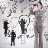 Composite image of portrait of a brunette businesswoman looking through binoculars stock images Composite image of portrait of a brunette businesswoman looking through binoculars stock images